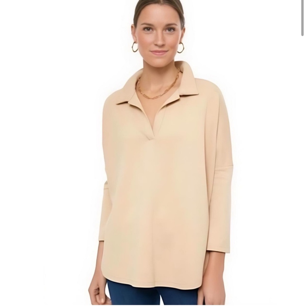 Tuckernuck Pomander Place Easy Polo Swing Sweatshirt in Camel size xs/s